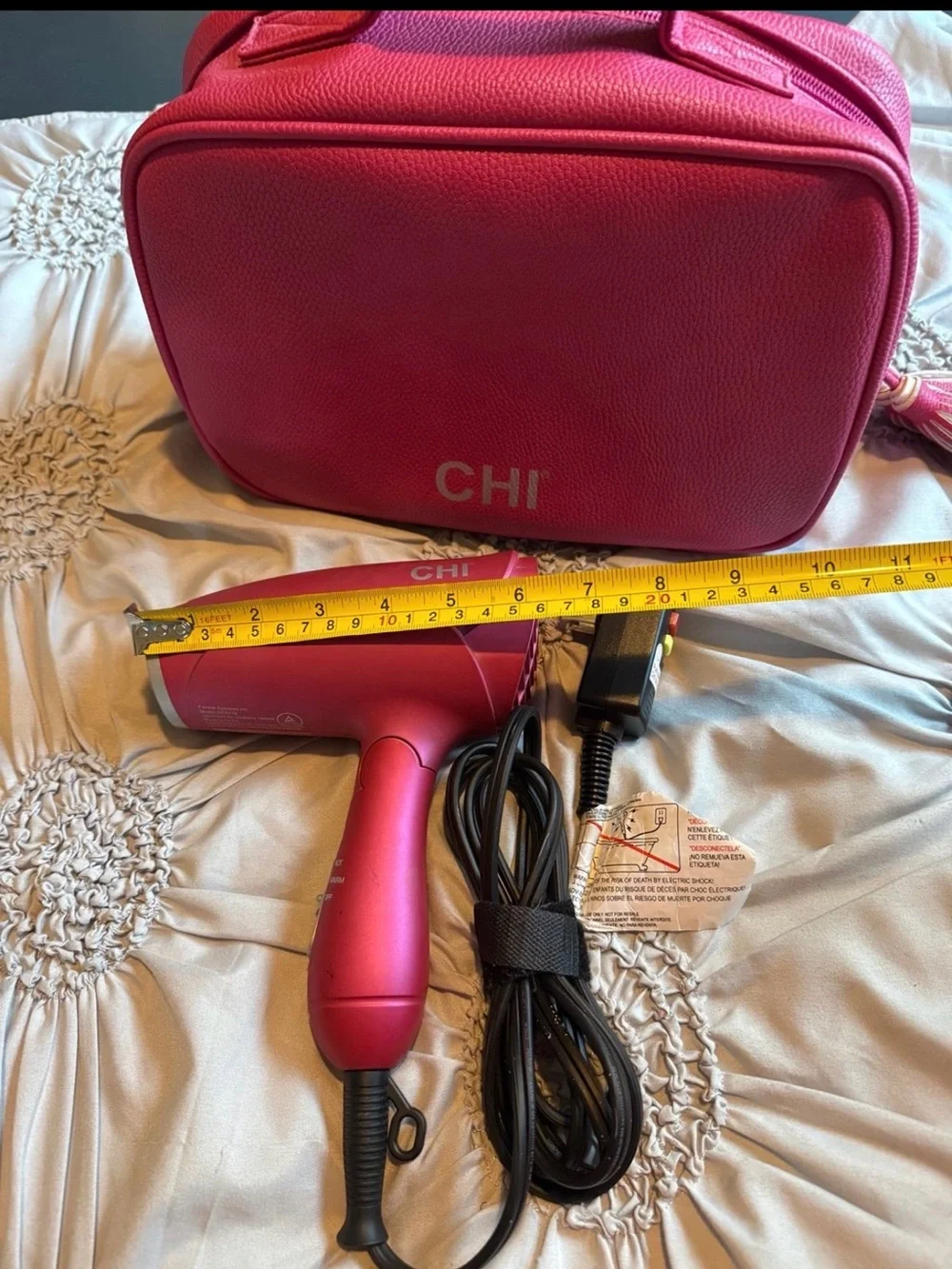 CHI Pink Cosmetic Travel Case with Matching Pink Hair Dryer
